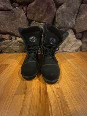 Converse Black Canvas Plaid Lined Combat Utility Boots